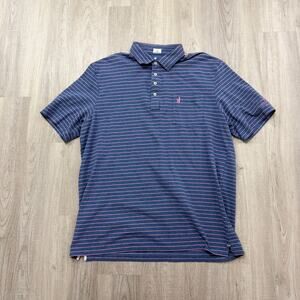Johnnie-O Neese Polo Shirt Men's 2XL XXL Blue Pink Heather Stripe Hangin Out